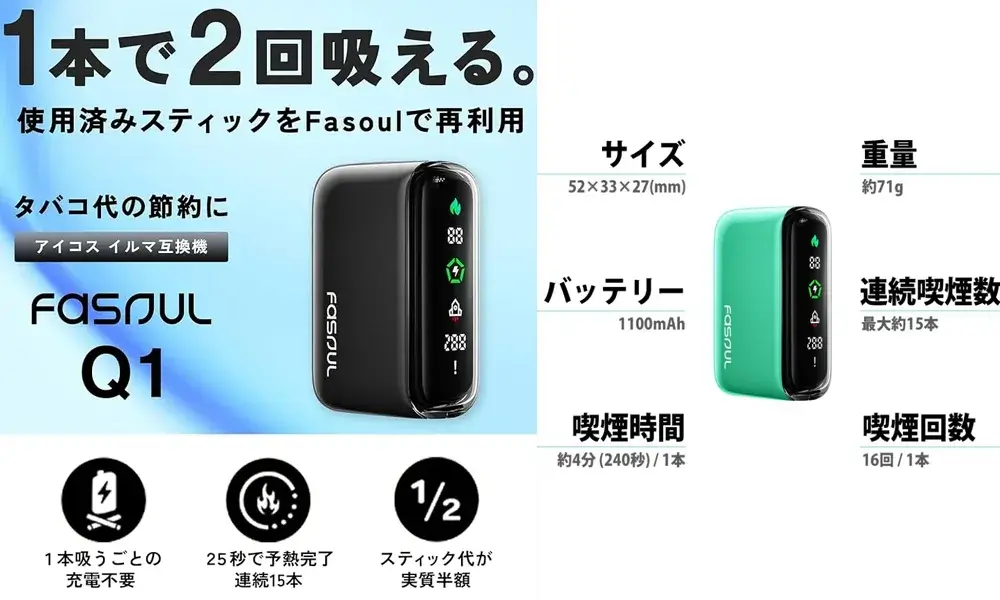 【5色正品現貨】Fasoul Q1 二回機|IQOS ILUMA TEREA 專用加熱菸主機|一顆煙彈抽兩次 省錢又過癮
