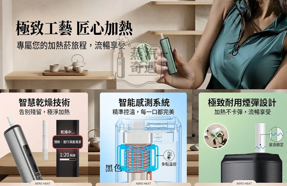 HiTASTE E40 Pro 無刀片感應加熱二回機｜相容TEREA / Sentia 一支煙抽兩次｜3200mAh 50支長續航 可調溫 一機兩用
